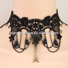 Vintage eiffel tower lace tattoo choker necklace